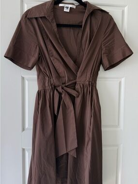 Diane Von Furstenberg Chocolate Brown Wrap Midi Dress